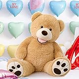 MorisMos Giant Teddy Bear with Big Footprints Plush Stuffed Animals Light Brown 39 inches