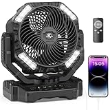 40000mAh Battery Powered Camping Fan - 136H Max Cooling, Rechargeable Battery Operated Oscillating Floor Fan with Charger, Remote & Hook, Portable for Tent Outdoor Patio Garage Hurricane Power Outage