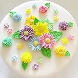 Flower Silicone Fondant Molds, 5pcs Butterfly Daisy Rose Chrysanthemum Flower Silicone Mould Candy Chocolate Molds for DIY Cake Cookie Pudding Gum Paste Cupcake Cake Topper Decoration Desserts Sugar