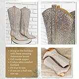 MUCCCUTE Women's Rhinestone Western Knee-High Boots Cowgirl Point-Toe Block Heel Wedding Party Boots for Ladies Size 7