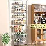 Moforoco White Over The Door Pantry Organizer, Pantry Organization and Storage, Metal Hanging Spice Rack Shelves Door, Seasoning Shelves, Laundry Room Organization, House and Kitchen Essentials