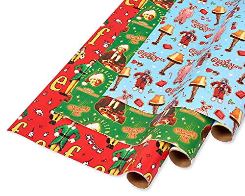 American Greetings 105 sq. ft. Christmas Wrapping Paper Bundle, Classic Movies (3 Rolls 30 in. x 14 ft.)