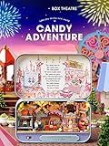 Kisoy Dollhouse Miniature with Furniture Kit, Handmade DIY House Model for Teens Adult Gift (Candy Adventure)