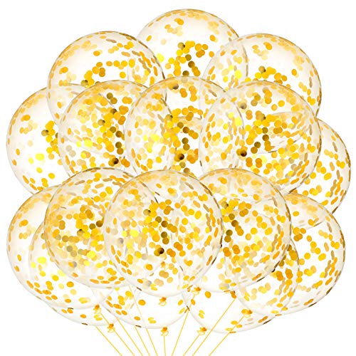 10 Pieces 18 Inch Glitter Confetti Balloons Paper Dots Confetti Shiny Latex Large Balloons for Birthday Wedding Party Decorations(Gold)