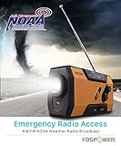 FosPower Emergency Weather Radio (Model A1) NOAA/AM/FM with 7400mWh Portable Power Bank, USB/Solar/Hand Crank Charging, Battery Operated, SOS Alarm & Flashlight for Indoor/Outdoor Emergencies