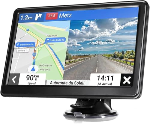 2024 Newest Car GPS Navigator 7-inch Touch Screen Real Voice prompts Turn Direction Speed Limit Warning car GPS Satellite Navigator, Lifetime Free Update World map