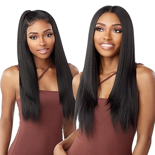 Sensationnel What Lace 13X6 Wigs - Mariella 26 Inch Human Hair Blend Lacefrontal Glueless Synthetic With Natural Density Preplucked Hairline (2 DARKBROWN)