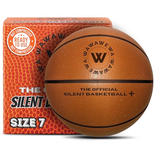 WAWAWEWA The Official Silent Basketball + (Size 7) – Noise-Free Indoor Basketball for Quiet Dribbling – Grooved Airless Indoor Basketballs – Ready to Play Basket Ball for All Ages (29.5")