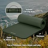 Retrospec Solana Yoga Mat 1" Thick w/Nylon Strap for Men & Women - Non Slip Exercise Mat for Home Yoga, Pilates, Stretching, Floor & Fitness Workouts - Wild Spruce