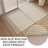 MATKIK Boho Runner Rugs for Hallway 2'x8' Farmhouse Kitchen Runner Rug Non Slip Washable Carpet Runners for Hallway, Kitchen, Laundry, Bedroom, Entryway, Bathroom (Coffee/Beige)