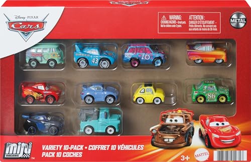 Mattel Disney and Pixar Cars Mini Racers 10-Pack, Collectible Set with 10 Toy Vehicles, Fan-Favorite Characters