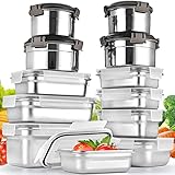 Cykorxicc 12PC 304 Stainless Steel Food Storage Containers with Lids Leakproof, Meal Prep Container Airtight, Lunch Boxes, Kimchi Containers for food storage Nestable | Oven/Dishwsher/Freezer Safe