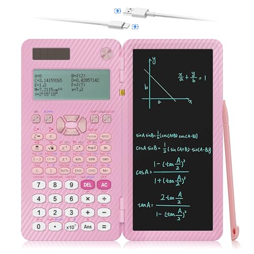 Scientific Calculators for College Students, IPepul Pink Desktop Math Solar Calculator with Notepad,991EX Type-C Rechargeable 552 Functions, School Supplies for Middle High School and Students(Pink)