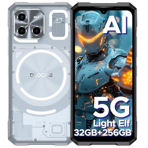 DOOGEE Blade GT (2025) 5G AI Rugged Phone with Dynamic LED Light Effect, 32GB RAM + 256GB ROM Android Rugged Cell Smartphone, 6.72" FHD+ 120Hz Display, 48MP Camera, 10.5mm Ultra-Thin Design-Sliver