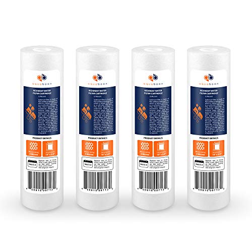 Aquaboon 5 Micron 10 x 2.5 Sediment Filter - Whole House Water Filter Replacement Compatible with Well Water Filters - P5, AP110, WHKF-GD05, 4 Pack