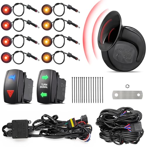 Ehaho UTV ATV Turn Signal Kit with 110D Horn, Pre-Wired, Plug and Play UTV Universal Street Legal Kit with Hazard light, Blinker Kit with Rocker Switch Compatible With Polaris RZR Can-Am CFMOTO