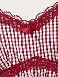 SOLY HUX Women's Plaid Contrast Lace Cami Tops Spaghetti Strap Y2k Camisole Tops Red and White Plaid Small