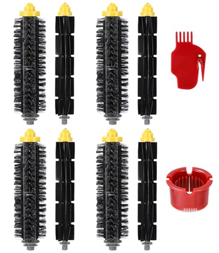 Yakerooter Replacement Parts Brush for IRobot Roomba 600 Series 694 692 690 680 675 665 660 655 650 640 630 625 621 620 615 614 610 606 605 & 700 Series 790 780 770 760(4 Sets Bristle & Beater Brush)