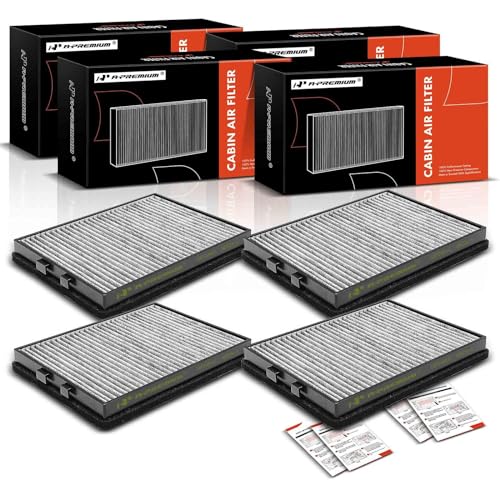 A-Premium 4-PC Cabin Air Filter with Activated Carbon Compatible with BMW E39 Series 525i 2001-2003, 528i 1997-2000, 530i 2001-2003, 540i 1997-2003, M5 2000-2003, Replace# CF10369, 64118391198