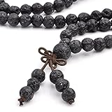 Jovivi 6mm Natural Lava Rock Stone Healing Gemstone 108 Prayer Beads Mala Bracelet Necklace