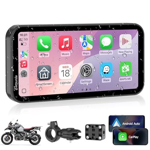 Carpuride W603 Motorcycle Carplay Screen, Wireless CarPlay & Android Auto for Moto, Remote Control，6.3" Waterproof Touchscreen, BT Trans, GPS Navigation, Siri, G00gle Assistant