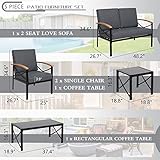 JAMFLY 5 Piece Outdoor Metal Patio Furniture Sectional Set, Outdoor Metal Furniture Patio Conversation Sets with Coffee Table for Patio,Backyard,Balcony