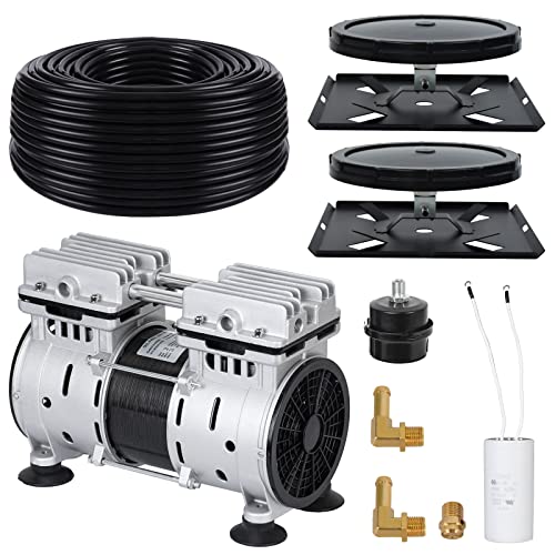 Pond Aerators 5.76CFM Aerartion System for Up to 3 Acre 3/4 HP Compressor 100'Weighted Tubing 2 Diffusers for Outdoor Ponds Water Oxygen Circulation