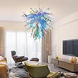 BeyPan Luxury Blown Glass Chandeliers Art Chandelier Ceiling Light Hanging Color Chandelier Light Fixture 36 Inch High for Foyer,Living Room,Dining Room, Stairway