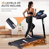 ECHANFIT 15% Auto Incline Treadmill Foldable Treadmills for Home with 18" Wider Belt, 10 MPH Speed, 300 lbs Capacity, Shock Absorption System, App Bluetooth