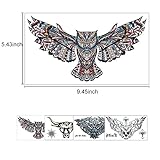 Large Tattoos Fake Temporary Body Art Stickers for Men Women Teens, VIWIEU 3D Realistic Girls Chest Temporary Tattoos, 5 Sheets, Water Transfer Body Tattoos