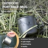 Vandroop Camping Titanium Mug, 500ml Travel Outdoor Mug with Foldable Handle, Camping Coffee Cup for Outdoor Hiking Travelling Backpacking