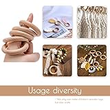 bopoobo Wooden Rings Natural Beech for Craft, Unfinished Wood Ring Circle Rings for DIY Baby Teething Toys, Baby Wooden Teether Accessories, Pendant Connector (10 Pcs, 80 mm)