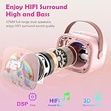 Mini Karaoke Machine for Kids Adults,Portable Bluetooth Karaoke Speaker for Adults Kids with 2 Microphones for 6 7 8 9 10 11 12 Years Old Girls Boys Gifts Toys for Christmas Birthday, Pink