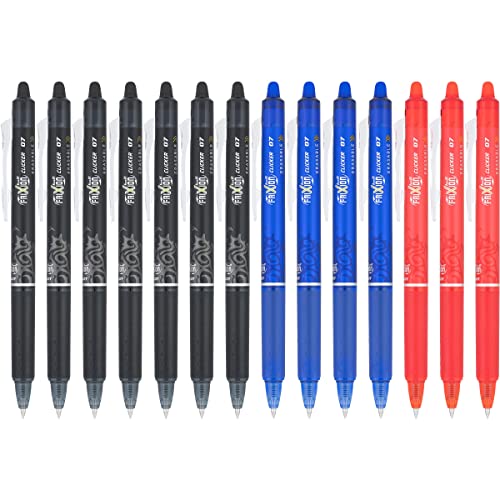 Pilot FriXion Erasable Gel Pens, Fine Point 0.7 mm Erasable Pens, Pack of 14, Black, Red & Blue