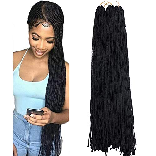 Mayloss Long Micro 3X Pre-Looped Synthetic Zizi Braids 10 Packs/Lot 28 Inch 50g/Pack Color Thin Small Box Braid Crochet Hair Twist Fiber Hair Micro Zizi box Braiding Hair Extension(1)