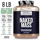 Naked Double Chocolate Mass - 1,260 Calories, 50G Protein, Nothing Artificial. All Natural Weight Gainer Protein Powder - 8Lb Bulk, GMO Free, Gluten Free & Soy Free