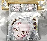 NICHIYOBI Demon Killer Kokushibo Muzan Twelve Kizuki Duvet Cover Set 3D Bedding Comforter Cover 3 Pcs (1 Duvet Cover+2 Pillowcases) Bedding Set (03,King-104x90in+20x30in*2)