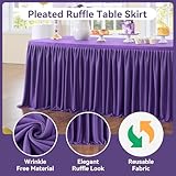 Leegleri 14 ft Purple Polyester Pleated Table Skirt for Rectangle Table,Ruffle Tutu Table Cloth for Baby Shower Wedding,Birthday Party,Gender Reveal,Dessert Cake Tables