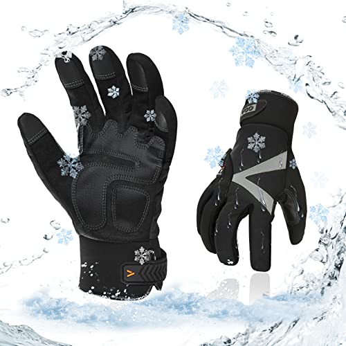 Vgo... 1-Pair -4℉ or above 3M Thinsulate C100 Lined High Dexterity Touchscreen Synthetic Leather Winter Warm Work Gloves, Waterproof Insert (Size XXL, Black, SL8777FW)