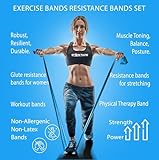 Resistance Bands Set. 5 Pack Non-Latex Physical Therapy, Professional Elastic Band. Perfect for Home Exercise, Workout, Strength Training, Yoga, Pilates, Rehab or Gym Leg Upper, Lower Body