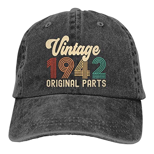 83th Birthday Gifts for Women Men, Vintage Classic 1942 Birthday Hat Original Parts, Funny Adjustable Cotton Printed Turning 83 Baseball Cap, Best Birthday Party Decorations for Coworker Colleague