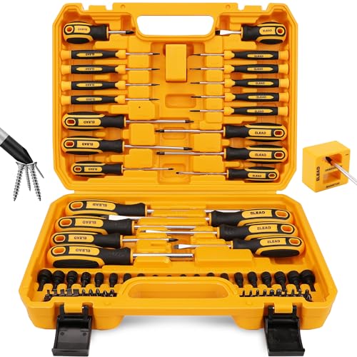 Magnetic Screwdriver Set with Case: 86-Piece Slotted Phillips, Hex, Torx, Precision, Nut Drivers, Driver Bits and Magnetizer, Ergonomic Handle, Ideal for Mechanics and Professionals
