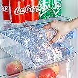 Puricon 2 Pack Water Bottle Dispenser Organizer for Refrigerator, Clear Plastic 16.9oz Water Bottle Container Storage Bin for Fridge Freezer Pantry Cabinet Kitchen -for Water Bottle