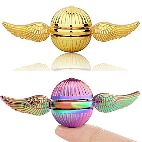 Golden Fidget Spinners Metal Toys for Adults Kids, Finger Hand Spinner Toy, Goodie Bag Fillers Party Favors Present, Cool Gadget Stress Relief Desk Toy Decoration, Holiday Stocking Stuffer (2 PCS)