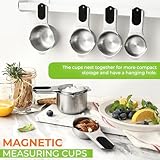 Spring Chef Magnetic Stainless Steel Measuring Cups (Patent Pending), Kitchen Tools with Easy to Read Markings for Measuring Dry or Liquid Ingredients, Set of 7, Black