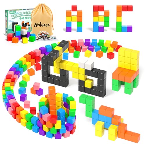 54 PCS Magnetic Blocks, Magnetic Building Blocks for Toddlers 3+, Montessori Toys, Magnetic Cubes, Preschool STEM Educational Sensory Magnet Toys for Kids Ages 3-5 Year Old Boys and Girls