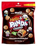 Meiji Hello Panda Cookies, Chocolate Crème Filled, Resealable Package - 7 oz, Pack of 6 - Bite Sized Cookies with Fun Panda Sports