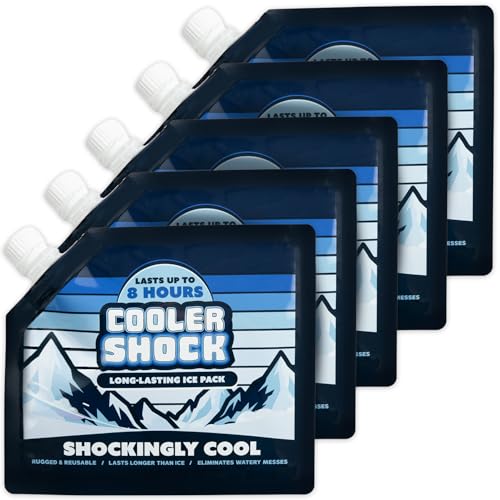 Cooler Shock Reusable Ice Packs for Cooler, 6.5"x7.5" - Long Lasting Cold Freezer Packs for Coolers and Lunch Boxes - Cooler Ice Packs for Camping Gear, Fishing, Road Trips, Beach Must Haves