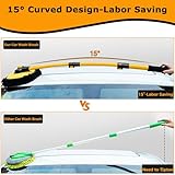 15°Curved Car Wash Brush with Long Handle 43" Extension Pole RV Truck Microfiber Cleaning Mop Auto SUV Wheel Boat Exterior Interior Detailing 2 in 1 Carwash Duster Not Hurt Paint Scratch Free