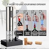 Secura Electric Wine Opener, Automatic Electric Wine Bottle Corkscrew Opener with Foil Cutter, Rechargeable (Stainless Steel)